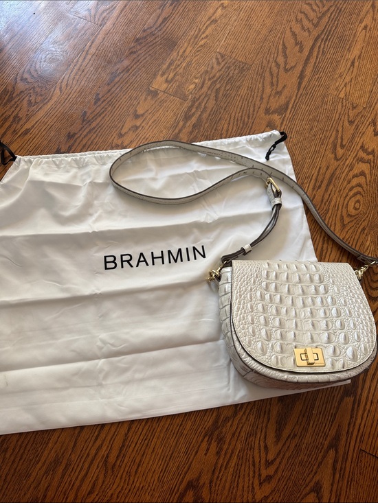 Brahmin Handbags - Brahmin white Croc-Embossed Leather Crossbody with Gold Hardware